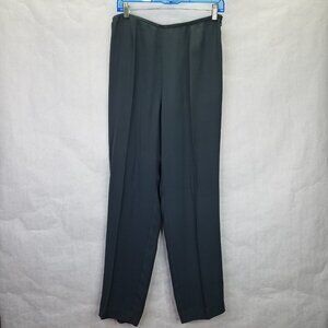 EILEEN FISHER Pants Women M Silk Georgette Crepe Tapered Side Zip Grey High Rise